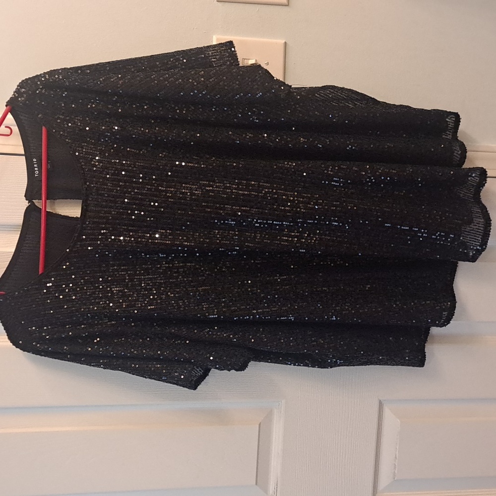 Torrid Black Sequin Blouse